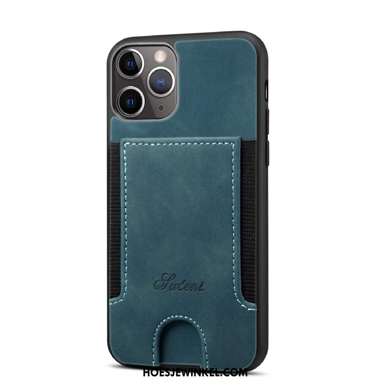 iPhone 12 Pro Max Hoesje Kaart Elastiek Nieuw, iPhone 12 Pro Max Hoesje Leren Etui Blauw