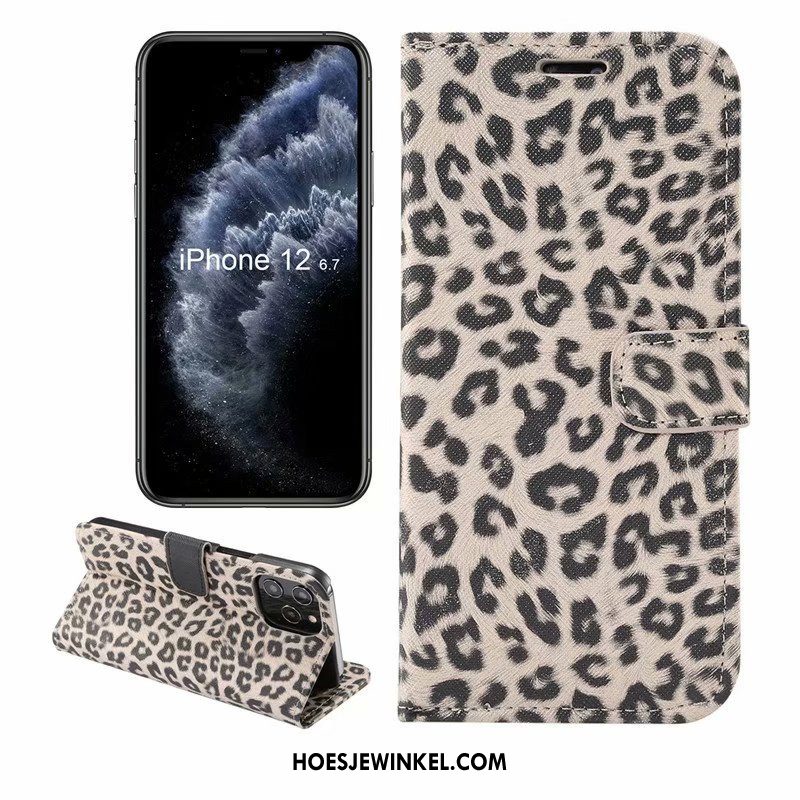 iPhone 12 Pro Max Hoesje Klittenband Wind Geel, iPhone 12 Pro Max Hoesje Folio Luipaard