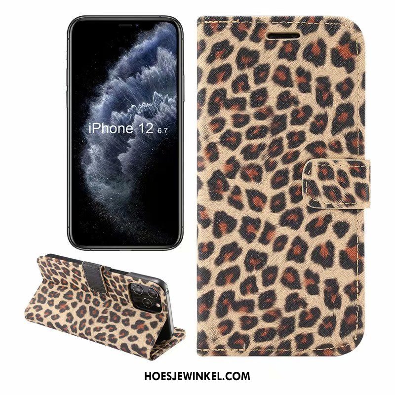 iPhone 12 Pro Max Hoesje Klittenband Wind Geel, iPhone 12 Pro Max Hoesje Folio Luipaard