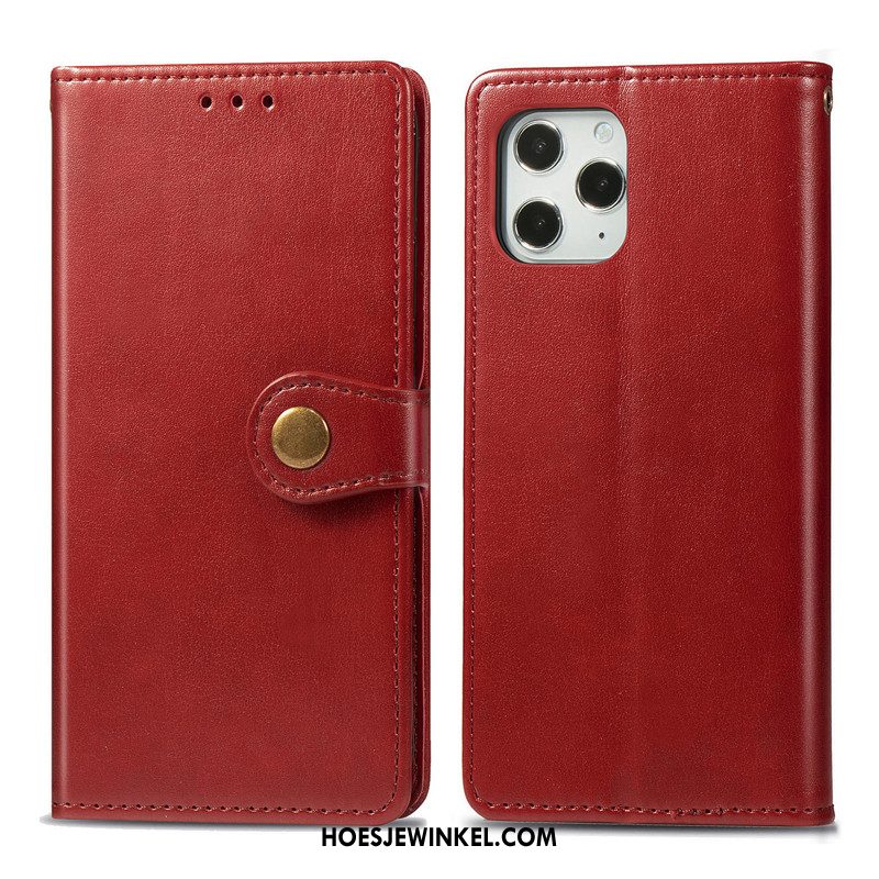 iPhone 12 Pro Max Hoesje Leren Etui Effen Kleur Groen, iPhone 12 Pro Max Hoesje Bedrijf Eenvoudige