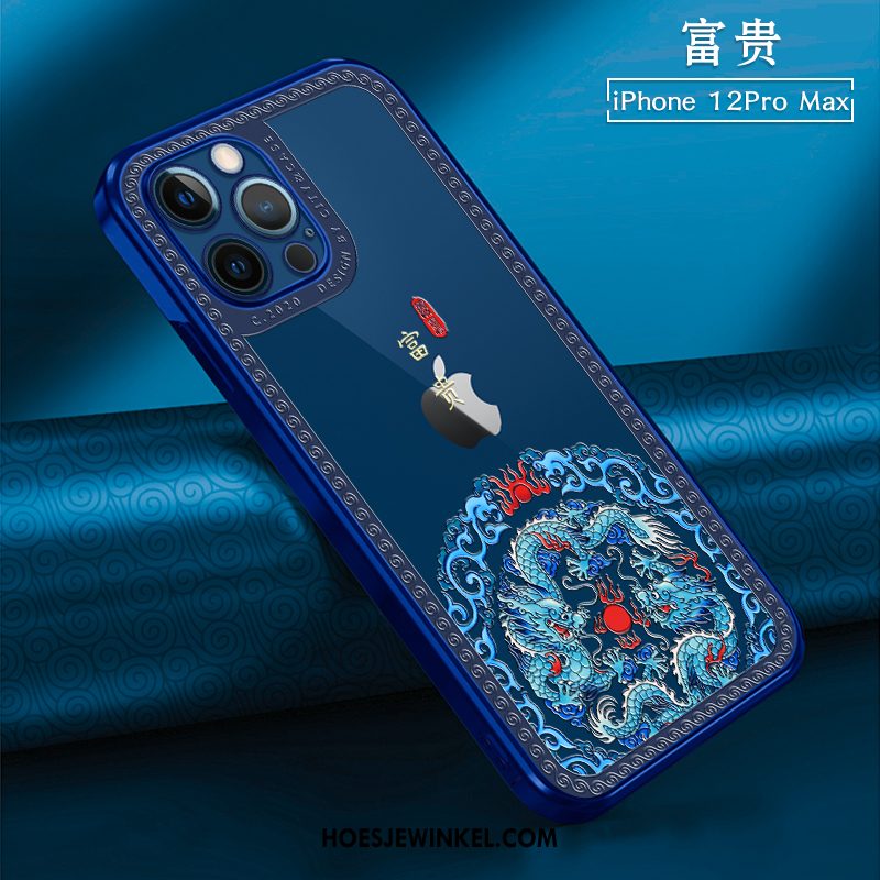 iPhone 12 Pro Max Hoesje Mobiele Telefoon Chinese Stijl All Inclusive, iPhone 12 Pro Max Hoesje Doorzichtig Rood