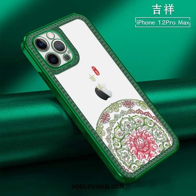 iPhone 12 Pro Max Hoesje Mobiele Telefoon Chinese Stijl All Inclusive, iPhone 12 Pro Max Hoesje Doorzichtig Rood