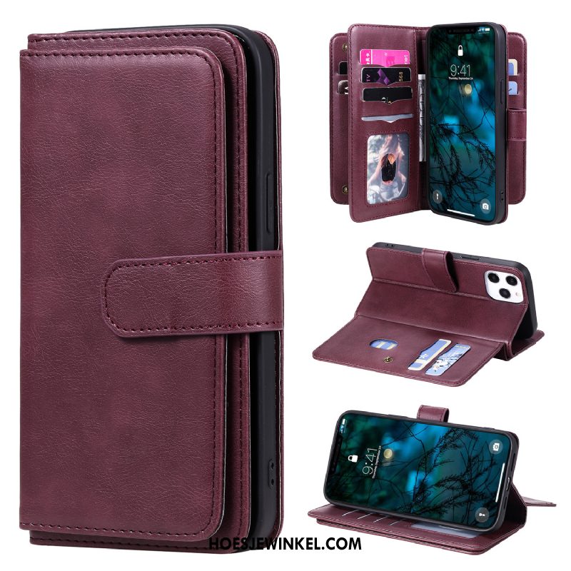 iPhone 12 Pro Max Hoesje Portemonnee Mobiele Telefoon Roze, iPhone 12 Pro Max Hoesje Leren Etui