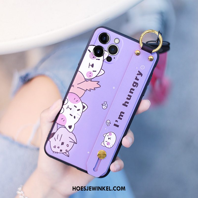 iPhone 12 Pro Max Hoesje Schrobben Zacht Purper, iPhone 12 Pro Max Hoesje Mobiele Telefoon Trendy Merk