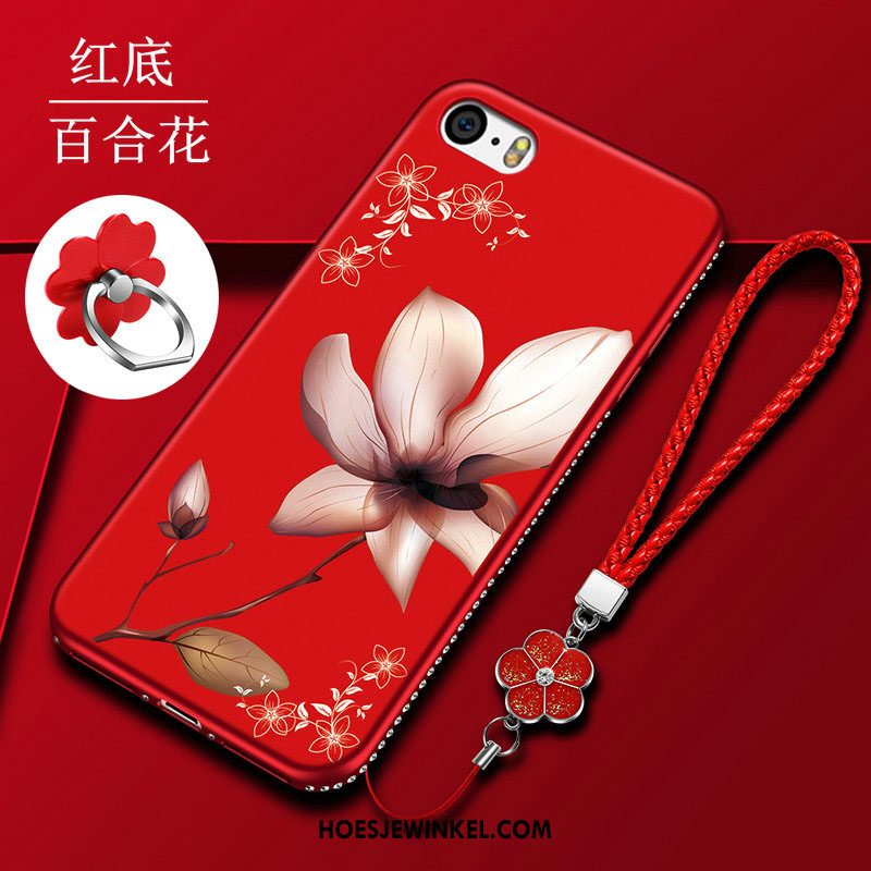 iPhone 5 / 5s Hoesje Hoes Bloemen Bescherming, iPhone 5 / 5s Hoesje Mode Rood