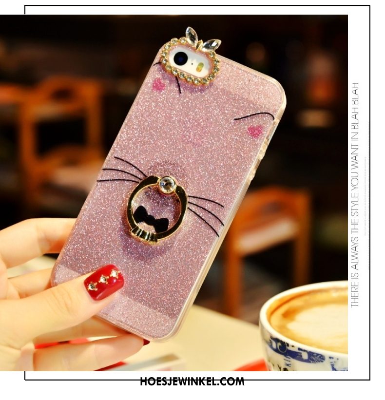 iPhone 5 / 5s Hoesje Mobiele Telefoon Met Strass Zacht, iPhone 5 / 5s Hoesje Roze Mooie