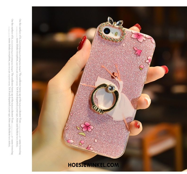 iPhone 5 / 5s Hoesje Mobiele Telefoon Met Strass Zacht, iPhone 5 / 5s Hoesje Roze Mooie