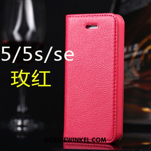 iPhone 5 / 5s Hoesje Mode Leren Etui Mobiele Telefoon, iPhone 5 / 5s Hoesje Automatisch Bescherming Braun