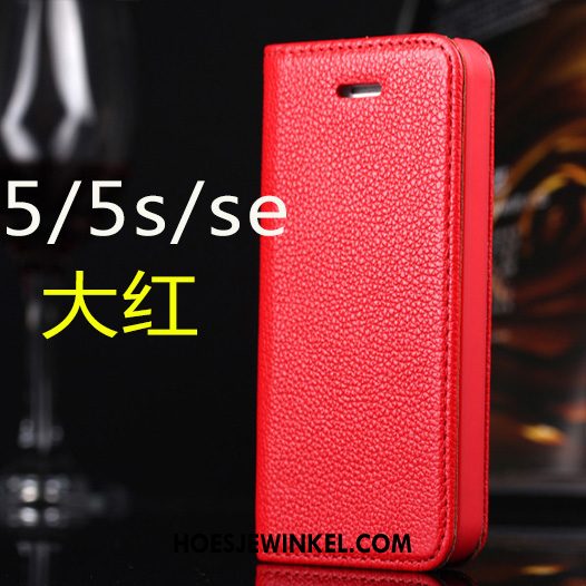 iPhone 5 / 5s Hoesje Mode Leren Etui Mobiele Telefoon, iPhone 5 / 5s Hoesje Automatisch Bescherming Braun