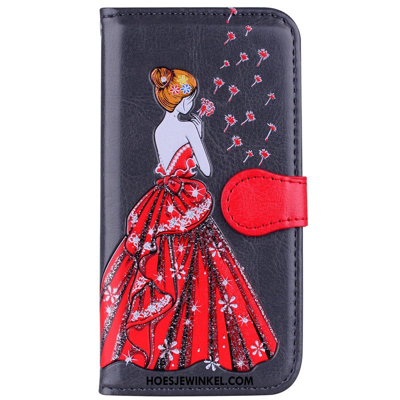 iPhone 5 / 5s Hoesje Scheppend Leren Etui Elegante, iPhone 5 / 5s Hoesje Rood Folio