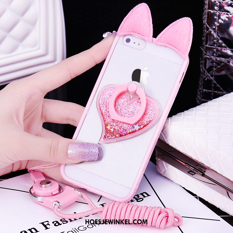 iPhone 5 / 5s Hoesje Zacht Roze Hoes, iPhone 5 / 5s Hoesje Mobiele Telefoon Pompom