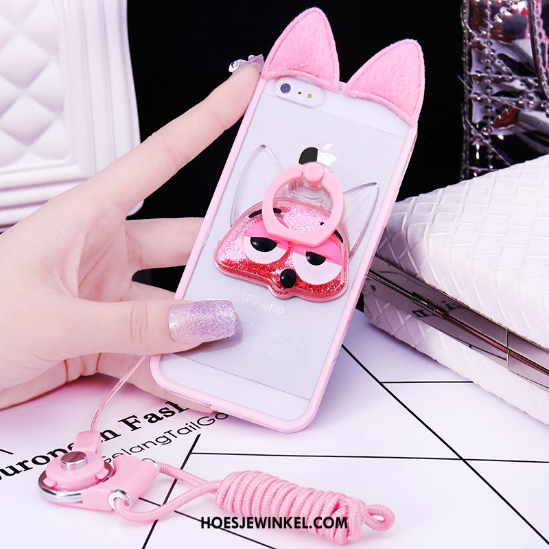 iPhone 5 / 5s Hoesje Zacht Roze Hoes, iPhone 5 / 5s Hoesje Mobiele Telefoon Pompom