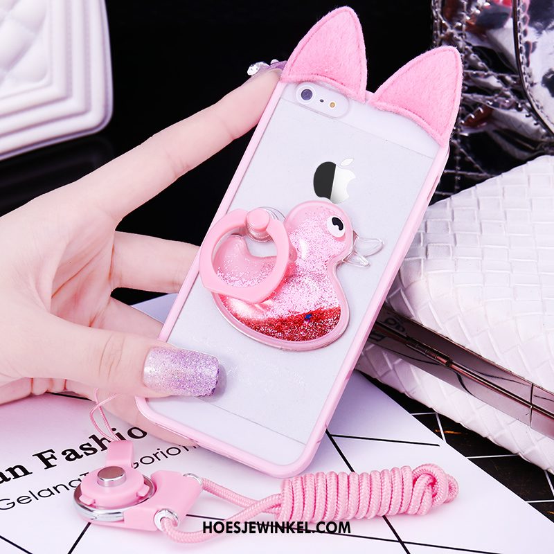 iPhone 5 / 5s Hoesje Zacht Roze Hoes, iPhone 5 / 5s Hoesje Mobiele Telefoon Pompom