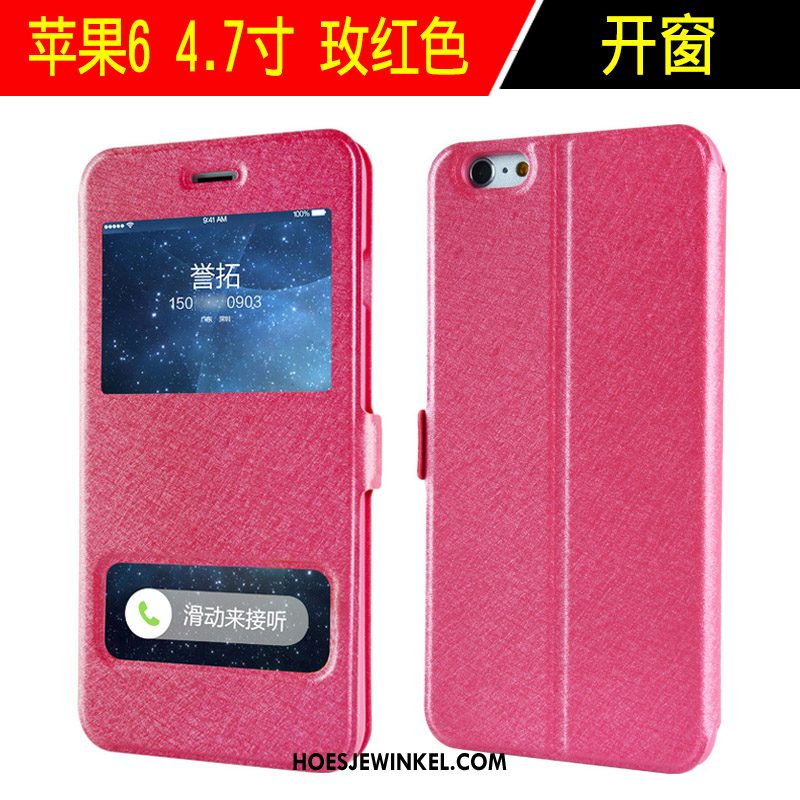 iPhone 6 / 6s Hoesje Leren Etui Zilver Trend, iPhone 6 / 6s Hoesje Mobiele Telefoon All Inclusive