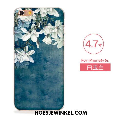 iPhone 6 / 6s Hoesje Nieuw Blauw Bloemen, iPhone 6 / 6s Hoesje Kunst Zacht