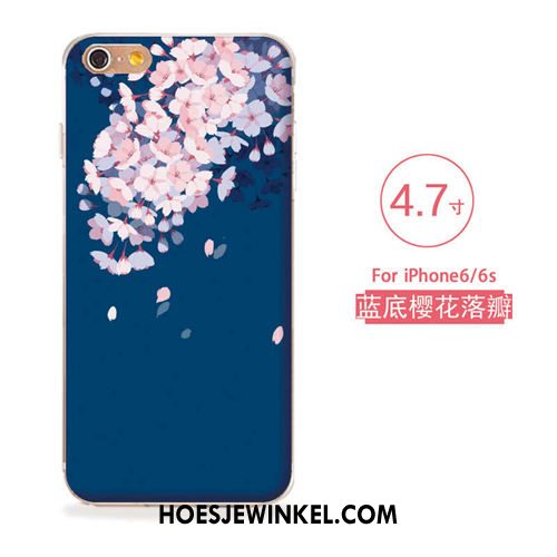 iPhone 6 / 6s Hoesje Nieuw Blauw Bloemen, iPhone 6 / 6s Hoesje Kunst Zacht