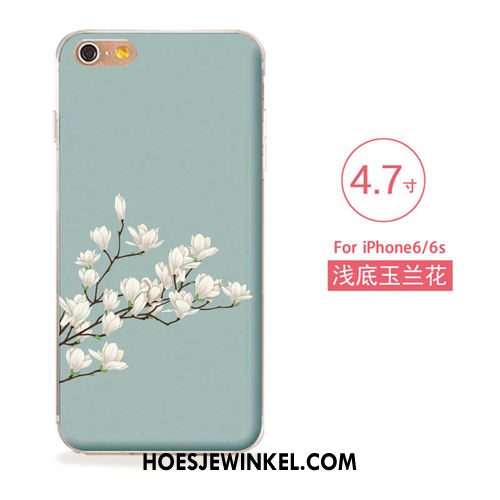 iPhone 6 / 6s Hoesje Nieuw Blauw Bloemen, iPhone 6 / 6s Hoesje Kunst Zacht