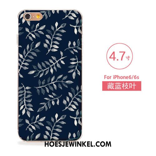 iPhone 6 / 6s Hoesje Nieuw Blauw Bloemen, iPhone 6 / 6s Hoesje Kunst Zacht