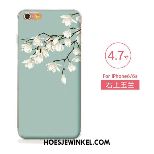 iPhone 6 / 6s Hoesje Nieuw Blauw Bloemen, iPhone 6 / 6s Hoesje Kunst Zacht