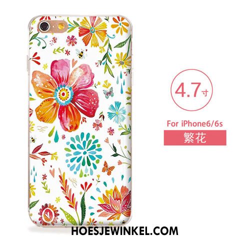 iPhone 6 / 6s Hoesje Nieuw Blauw Bloemen, iPhone 6 / 6s Hoesje Kunst Zacht