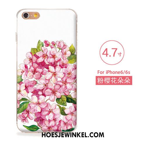 iPhone 6 / 6s Hoesje Nieuw Blauw Bloemen, iPhone 6 / 6s Hoesje Kunst Zacht