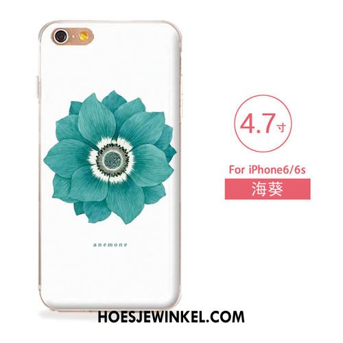 iPhone 6 / 6s Hoesje Nieuw Blauw Bloemen, iPhone 6 / 6s Hoesje Kunst Zacht