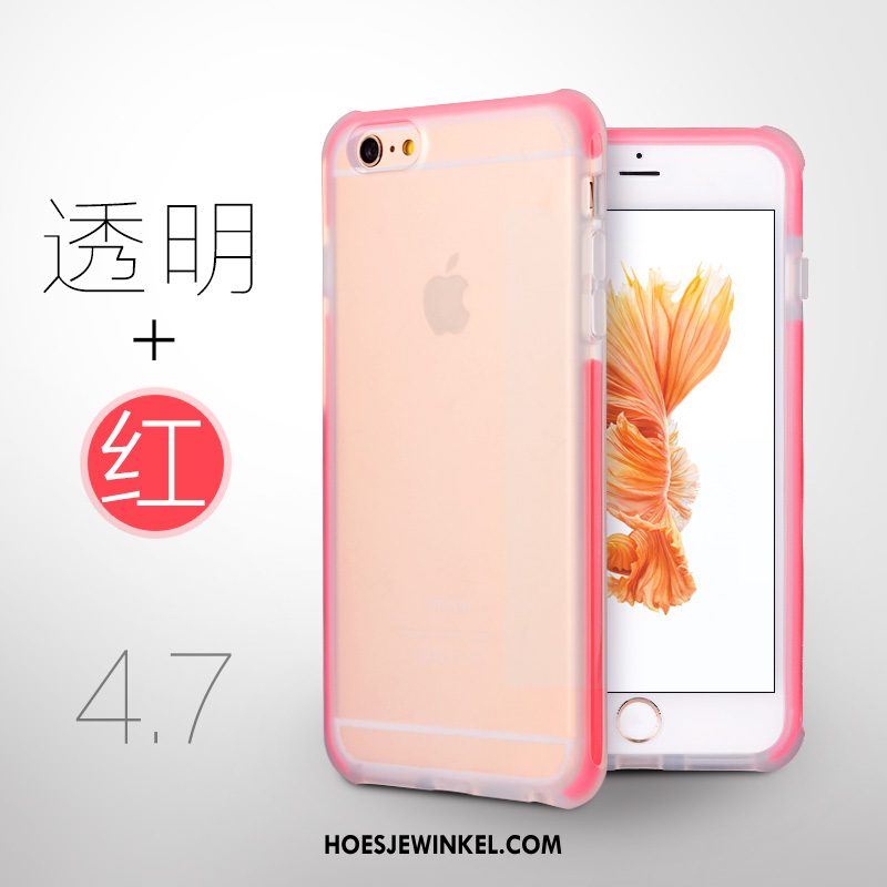 iPhone 6 / 6s Hoesje Schrobben Siliconen Rood, iPhone 6 / 6s Hoesje Hoes Doorzichtig