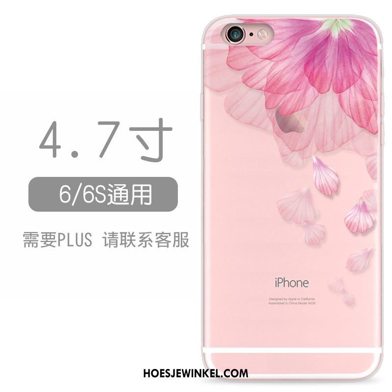 iPhone 6 / 6s Hoesje Siliconen Bloemblaadjes Mobiele Telefoon, iPhone 6 / 6s Hoesje Roze Purper