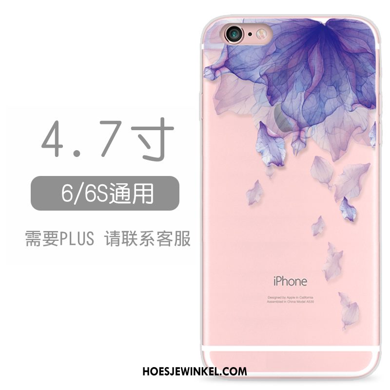 iPhone 6 / 6s Hoesje Siliconen Bloemblaadjes Mobiele Telefoon, iPhone 6 / 6s Hoesje Roze Purper