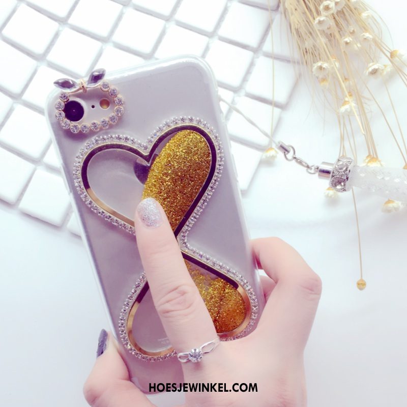 iPhone 6 / 6s Plus Hoesje Anti-fall Met Strass Siliconen, iPhone 6 / 6s Plus Hoesje Drijfzand Zacht Sandfarben