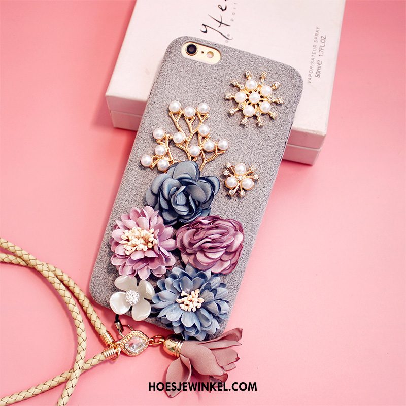 iPhone 6 / 6s Plus Hoesje Grijs Bloemen Hanger, iPhone 6 / 6s Plus Hoesje Luxe Scheppend