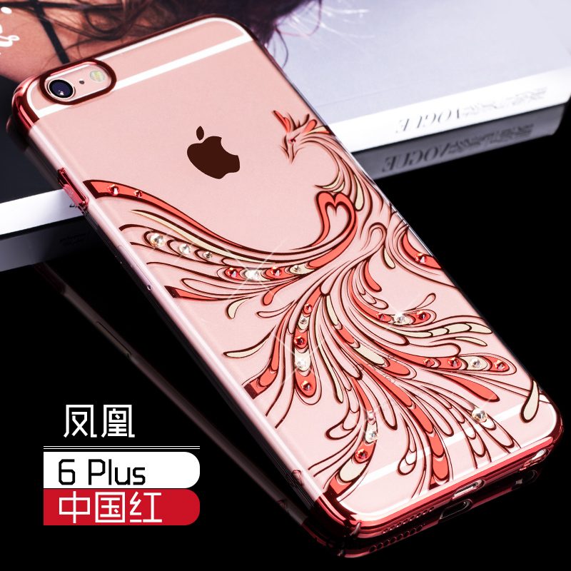 iPhone 6 / 6s Plus Hoesje Hoes Rood Luxe, iPhone 6 / 6s Plus Hoesje Anti-fall Goud