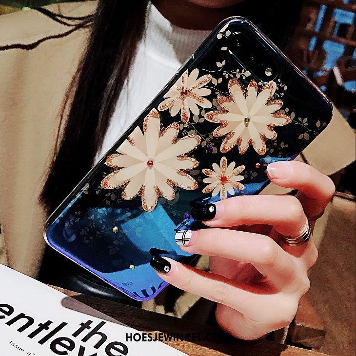 iPhone 7 Plus Hoesje Bescherming Met Strass Mobiele Telefoon, iPhone 7 Plus Hoesje Bloemen Blauw