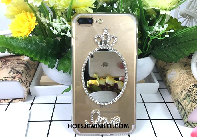 iPhone 7 Plus Hoesje Goud Hanger Met Strass, iPhone 7 Plus Hoesje Bescherming Hoes