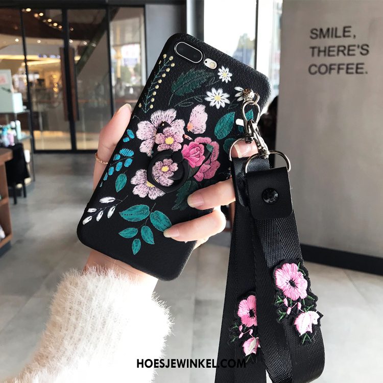 iPhone 7 Plus Hoesje Hanger Siliconen Bloemen, iPhone 7 Plus Hoesje Ondersteuning Trendy Merk