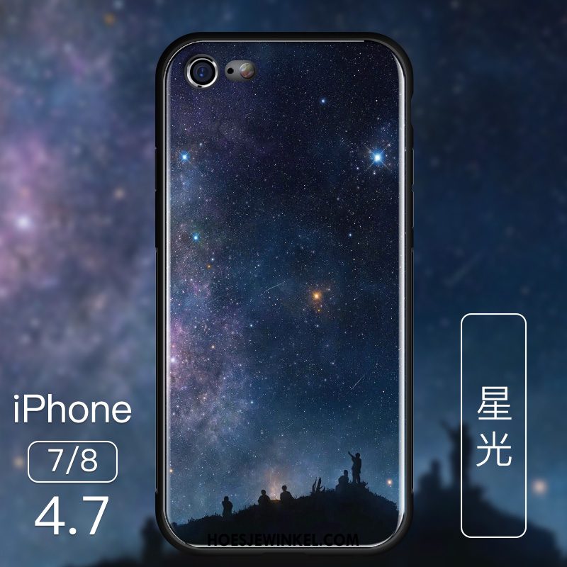 iPhone 8 Hoesje Glas Dun Zacht, iPhone 8 Hoesje Mobiele Telefoon Blauw