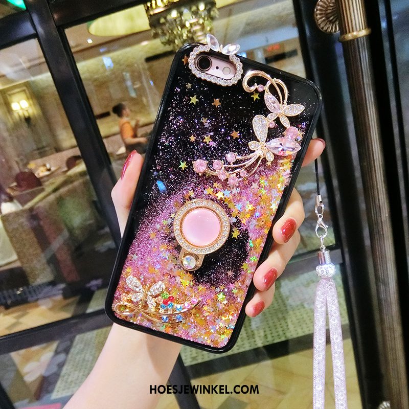 iPhone 8 Hoesje Met Strass Bloemen Roze, iPhone 8 Hoesje Ondersteuning Hanger