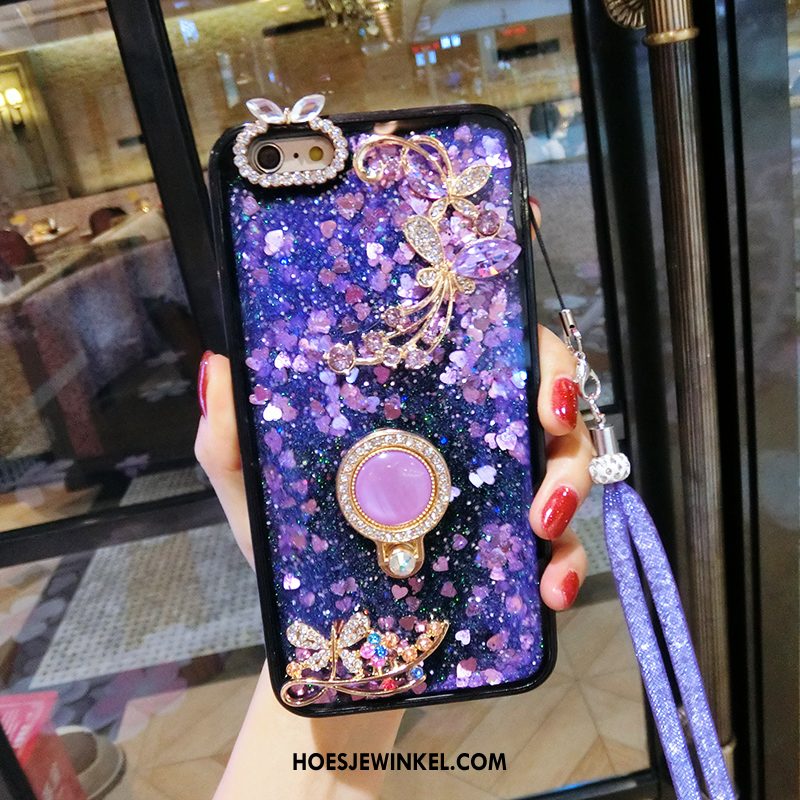 iPhone 8 Hoesje Met Strass Bloemen Roze, iPhone 8 Hoesje Ondersteuning Hanger