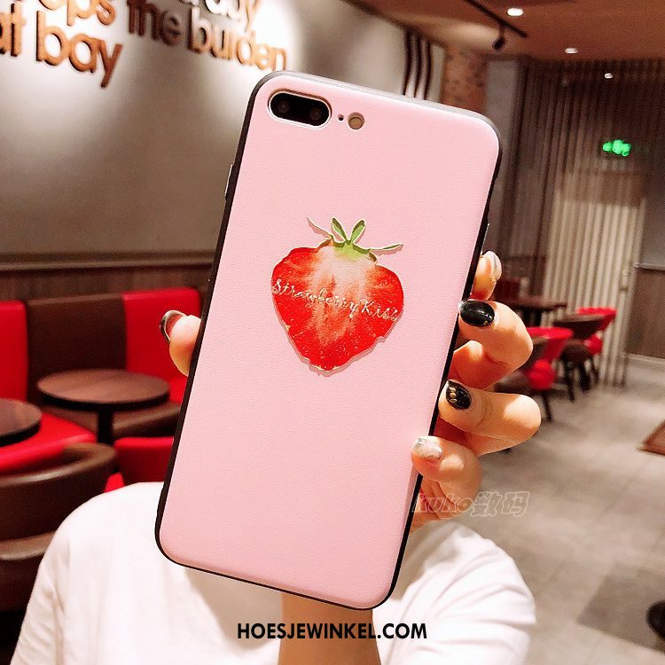 iPhone 8 Plus Hoesje Aardbei Anti-fall Roze, iPhone 8 Plus Hoesje All Inclusive Mini