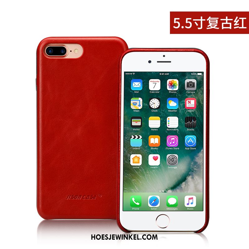 iPhone 8 Plus Hoesje Bedrijf Echt Leer Mobiele Telefoon, iPhone 8 Plus Hoesje Anti-fall Bescherming