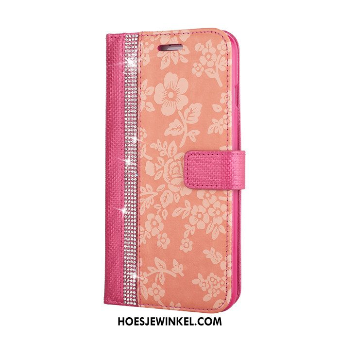 iPhone 8 Plus Hoesje Clamshell Mobiele Telefoon Hanger, iPhone 8 Plus Hoesje Leren Etui Bloemen