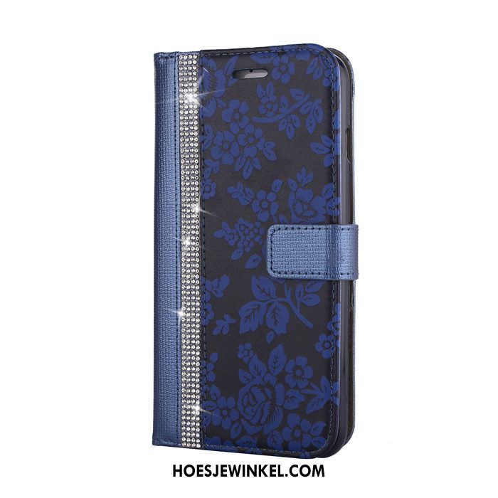 iPhone 8 Plus Hoesje Clamshell Mobiele Telefoon Hanger, iPhone 8 Plus Hoesje Leren Etui Bloemen