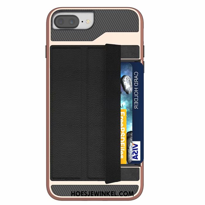 iPhone 8 Plus Hoesje Folio Kaart Tas Grijs, iPhone 8 Plus Hoesje Mobiele Telefoon Leren Etui