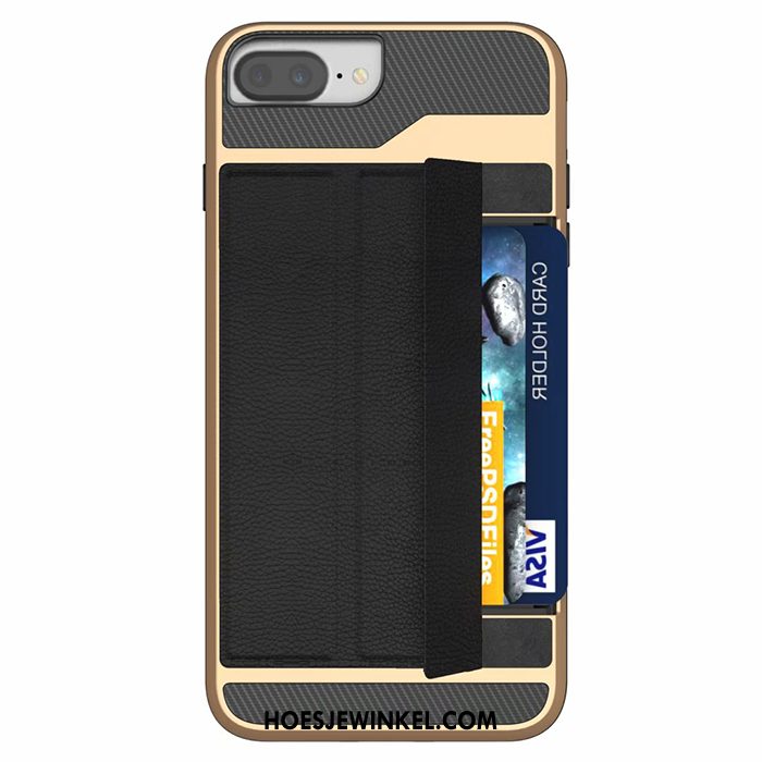 iPhone 8 Plus Hoesje Folio Kaart Tas Grijs, iPhone 8 Plus Hoesje Mobiele Telefoon Leren Etui