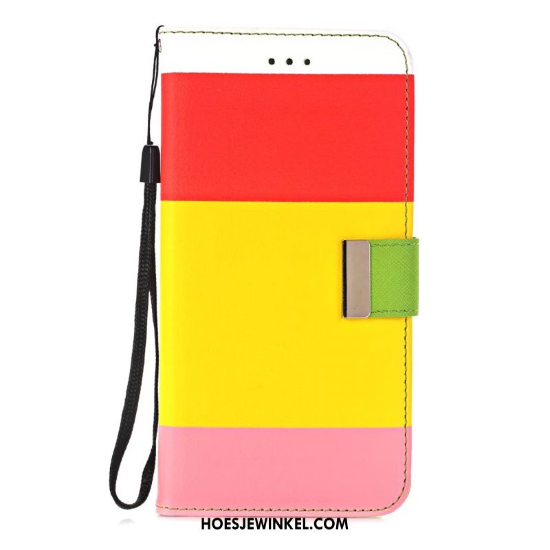 iPhone 8 Plus Hoesje Folio Streep Regenboog, iPhone 8 Plus Hoesje Anti-fall Leren Etui