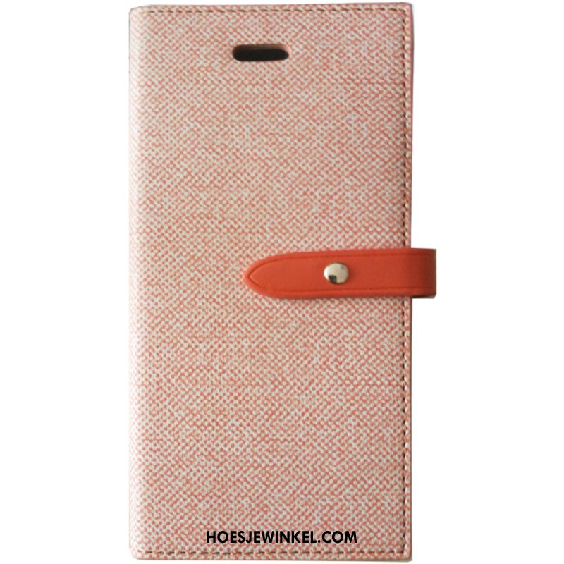 iPhone 8 Plus Hoesje Mobiele Telefoon Geruit Leren Etui, iPhone 8 Plus Hoesje Grijs Leer Beige