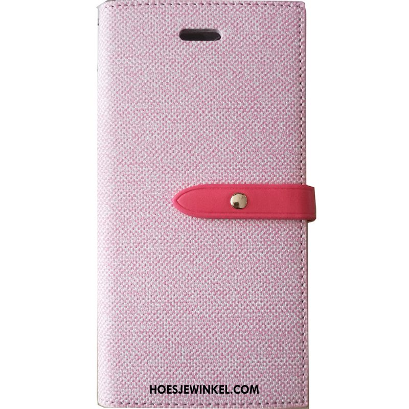 iPhone 8 Plus Hoesje Mobiele Telefoon Geruit Leren Etui, iPhone 8 Plus Hoesje Grijs Leer Beige