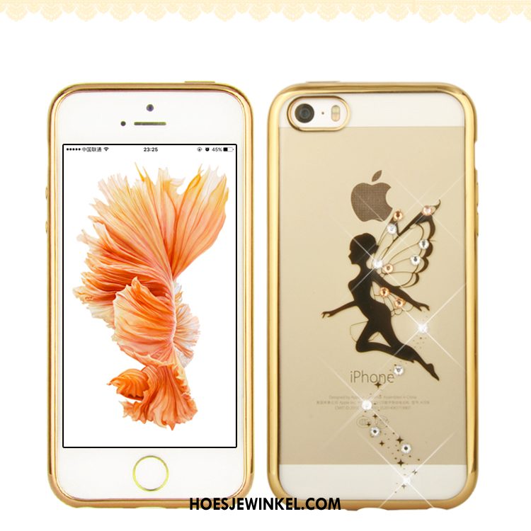 iPhone Se Hoesje Bescherming Elegante Hoes, iPhone Se Hoesje Pauwen Met Strass