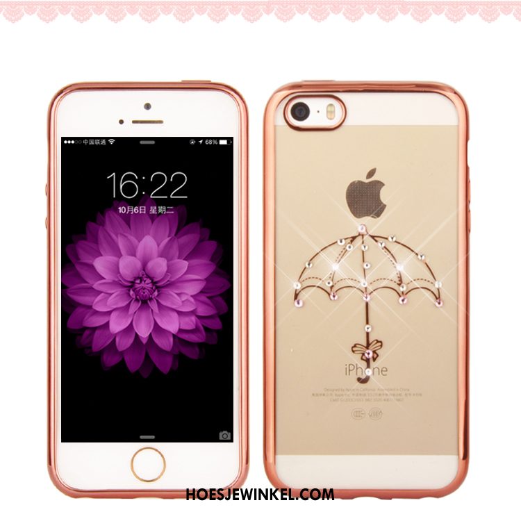 iPhone Se Hoesje Bescherming Elegante Hoes, iPhone Se Hoesje Pauwen Met Strass