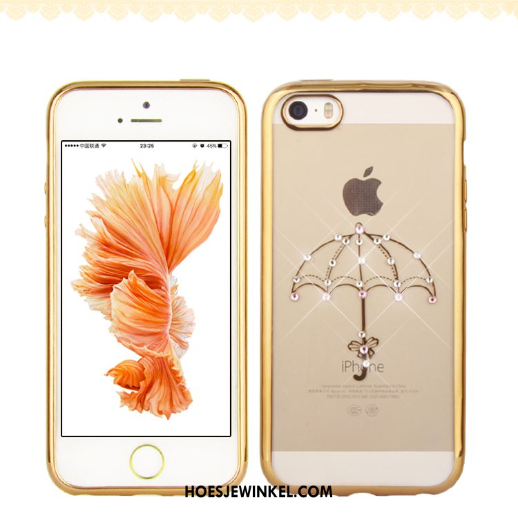 iPhone Se Hoesje Bescherming Elegante Hoes, iPhone Se Hoesje Pauwen Met Strass